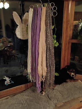 Mixed Scarf Bundle - Purple, Cream, Beige, Black & White Patterns